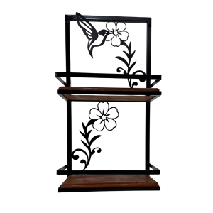 PRATELEIRA DUPLA BEIJA-FLOR COM MADEIRA